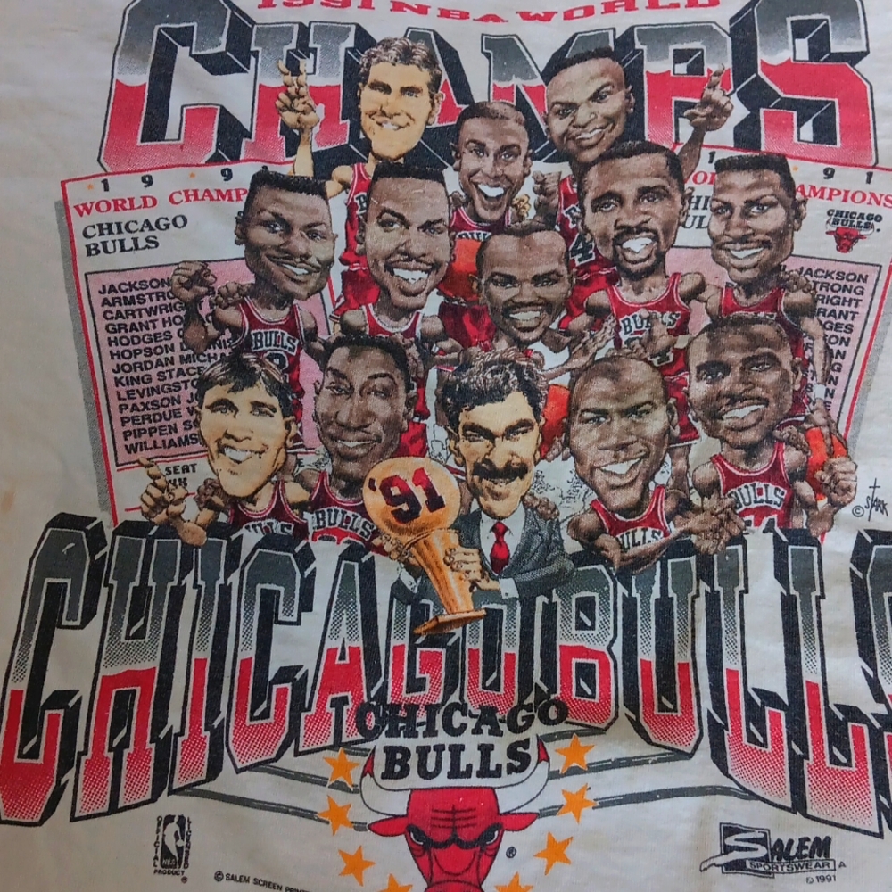 Vintage Bulls 1991 NBA World Tee.Size Large - Picture 3 of 9